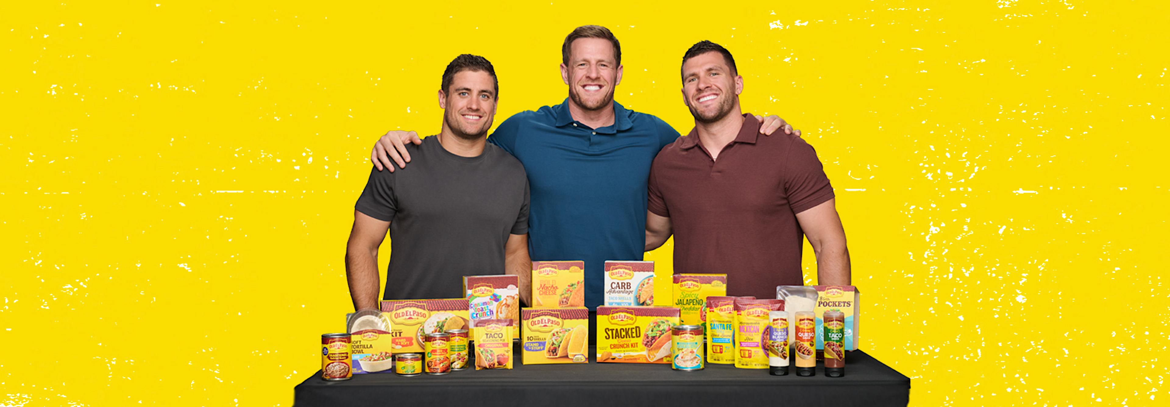 JJ Watt hosts Watt Can Taco with TJ and Derek Watt, turning game day foods into tacos with Old El Paso.